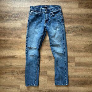 Hollister Jeans Mens 26x30 Blue Distressed Cotton Slim Straight Denim Pants
